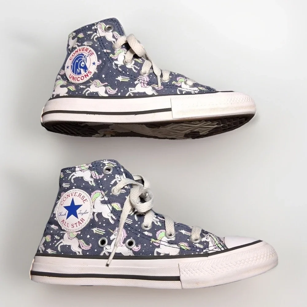 Converse Chuck Taylor All Star Junior 13 Navy Unicorn Print High Top